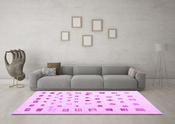 Machine Washable Abstract Purple Contemporary Area Rugs in a Living Room, wshcon1247pur