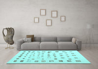 Machine Washable Abstract Light Blue Contemporary Rug, wshcon1247lblu