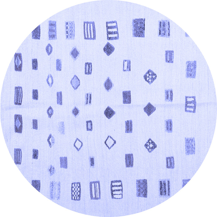 Round Abstract Blue Contemporary Rug, con1247blu