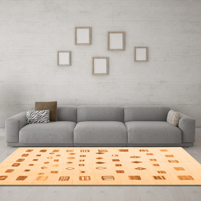 Machine Washable Abstract Orange Contemporary Area Rugs in a Living Room, wshcon1247org