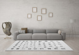 Machine Washable Abstract Gray Contemporary Rug in a Living Room,, wshcon1247gry