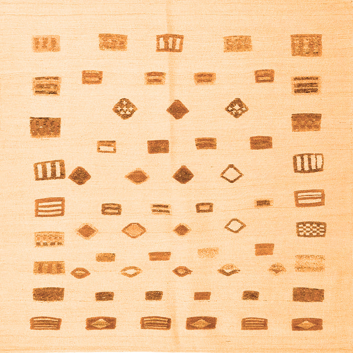 Round Machine Washable Abstract Orange Contemporary Area Rugs, wshcon1247org