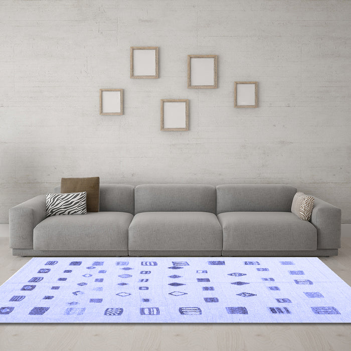 Machine Washable Abstract Blue Contemporary Rug in a Living Room, wshcon1247blu