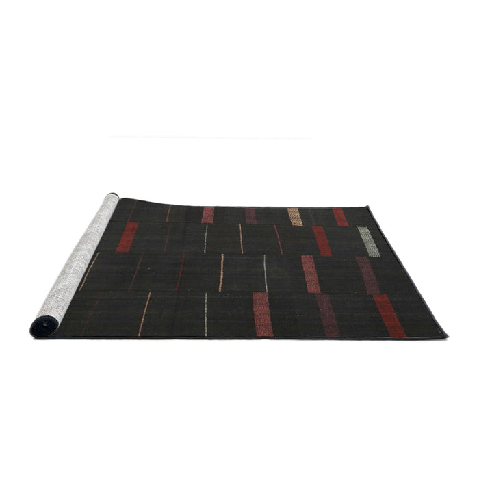 Serging Thickness of Machine Washable Contemporary Charcoal Black Rug, wshcon1248