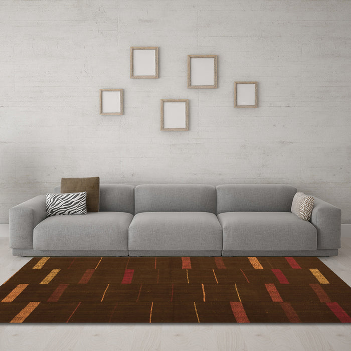Machine Washable Abstract Orange Contemporary Area Rugs in a Living Room, wshcon1248org