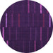 Round Abstract Purple Contemporary Rug, con1248pur