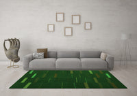 Machine Washable Abstract Green Contemporary Rug, wshcon1248grn