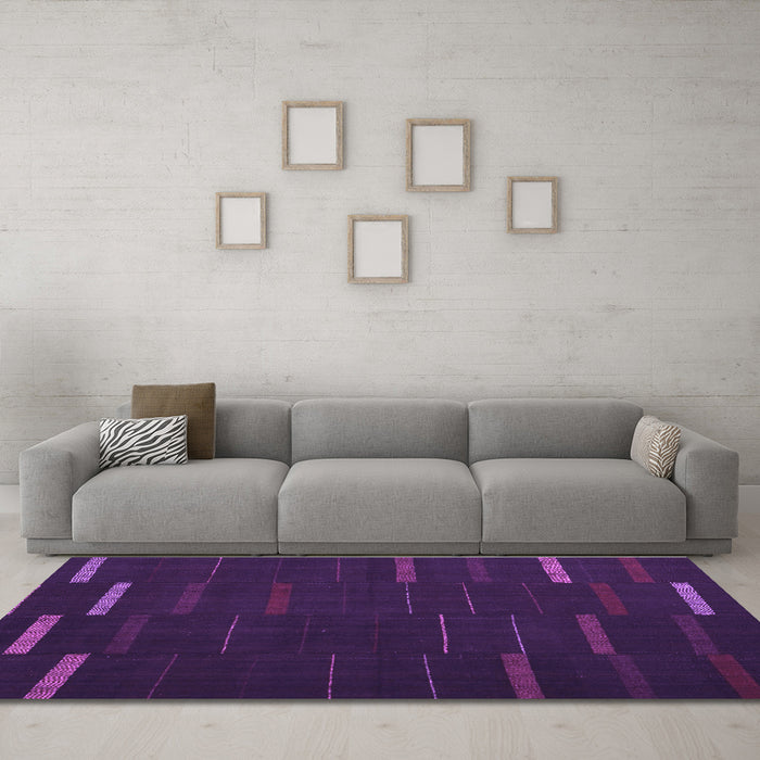 Machine Washable Abstract Purple Contemporary Area Rugs in a Living Room, wshcon1248pur