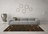Machine Washable Abstract Brown Contemporary Rug, wshcon1248brn