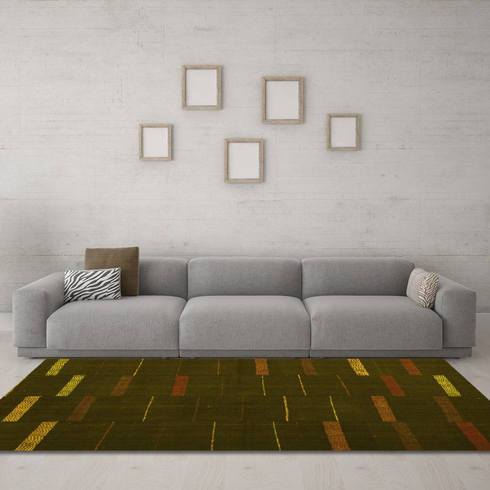 Machine Washable Abstract Yellow Contemporary Rug in a Living Room, wshcon1248yw