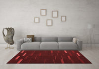 Machine Washable Abstract Red Contemporary Rug, wshcon1248red