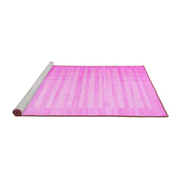 Sideview of Machine Washable Abstract Pink Contemporary Rug, wshcon1249pnk