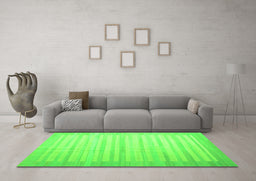 Machine Washable Abstract Green Contemporary Area Rugs in a Living Room,, wshcon1249grn