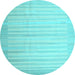 Round Abstract Light Blue Contemporary Rug, con1249lblu