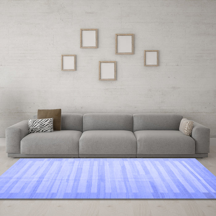 Machine Washable Abstract Blue Contemporary Rug in a Living Room, wshcon1249blu