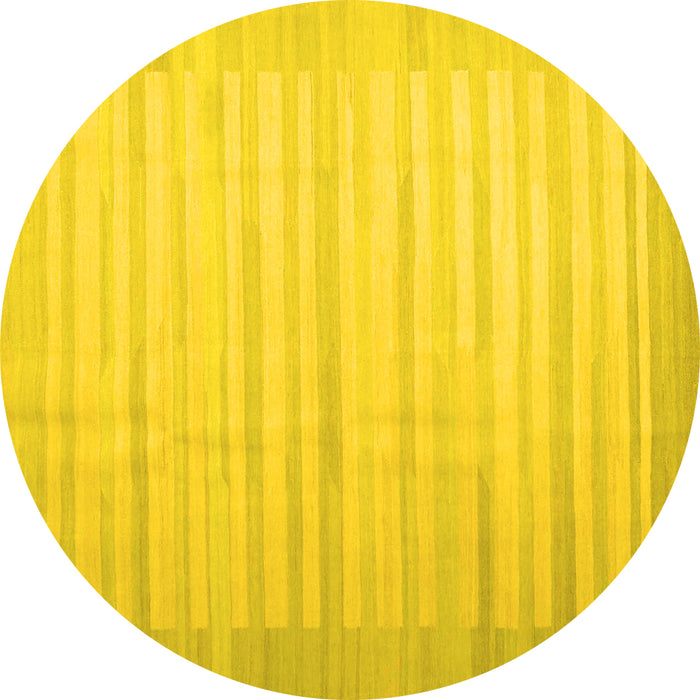 Round Machine Washable Abstract Yellow Contemporary Rug, wshcon1249yw