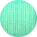 Round Machine Washable Abstract Turquoise Contemporary Area Rugs, wshcon1249turq