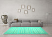 Machine Washable Abstract Turquoise Contemporary Area Rugs in a Living Room,, wshcon1249turq