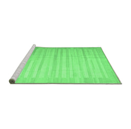 Sideview of Machine Washable Abstract Emerald Green Contemporary Area Rugs, wshcon1249emgrn