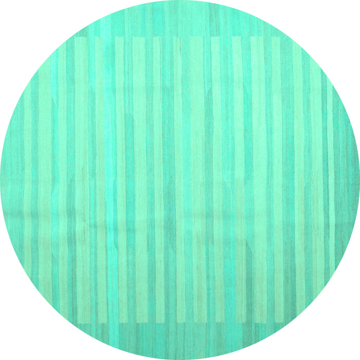 Round Abstract Turquoise Contemporary Rug, con1249turq