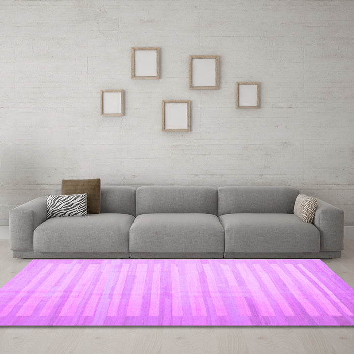 Machine Washable Abstract Purple Contemporary Area Rugs in a Living Room, wshcon1249pur