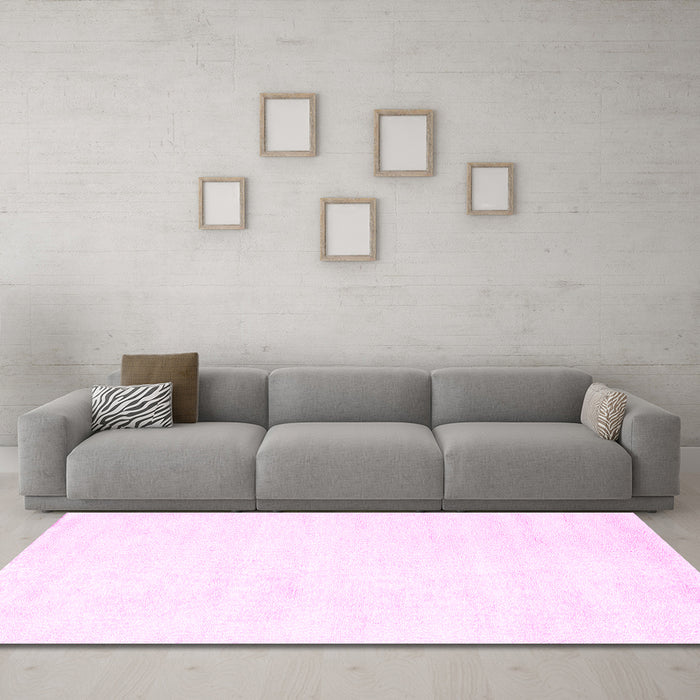 Machine Washable Solid Pink Modern Rug in a Living Room, wshcon124pnk