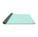 Sideview of Solid Turquoise Modern Rug, con124turq