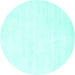 Round Solid Turquoise Modern Rug, con124turq