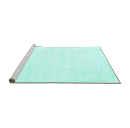 Sideview of Machine Washable Solid Turquoise Modern Area Rugs, wshcon124turq