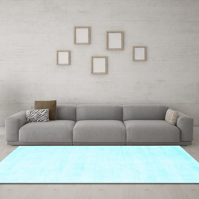 Machine Washable Solid Light Blue Modern Rug in a Living Room, wshcon124lblu