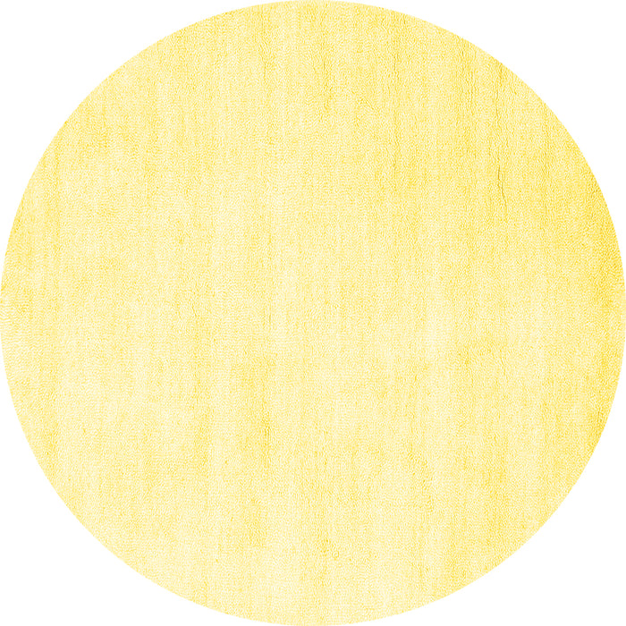 Round Machine Washable Solid Yellow Modern Rug, wshcon124yw