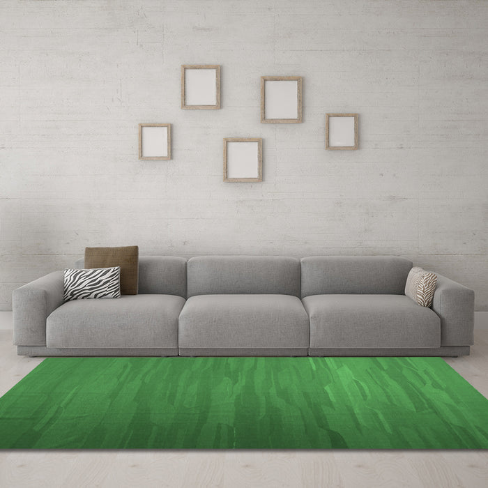 Machine Washable Abstract Emerald Green Contemporary Area Rugs in a Living Room,, wshcon1250emgrn