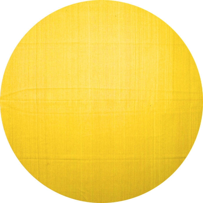 Round Machine Washable Solid Yellow Modern Rug, wshcon1251yw