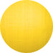 Round Machine Washable Solid Yellow Modern Rug, wshcon1251yw