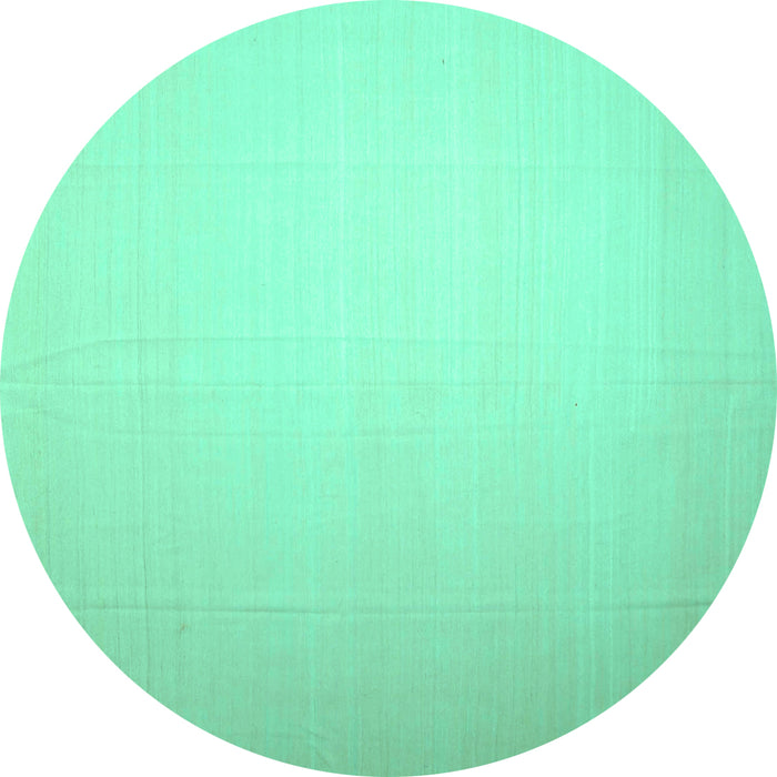 Round Machine Washable Solid Turquoise Modern Area Rugs, wshcon1251turq
