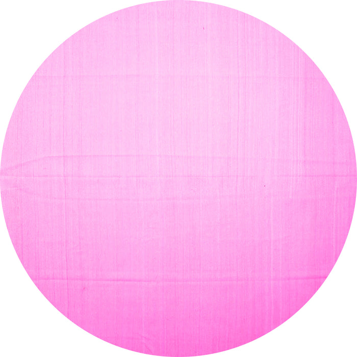 Round Machine Washable Solid Pink Modern Rug, wshcon1251pnk
