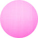 Round Machine Washable Solid Pink Modern Rug, wshcon1251pnk