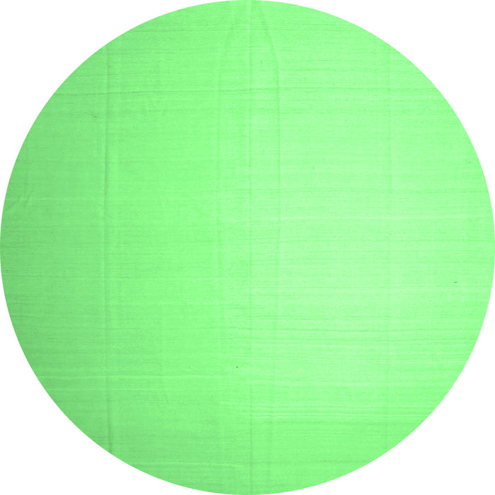 Round Machine Washable Solid Emerald Green Modern Area Rugs, wshcon1251emgrn
