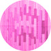 Round Machine Washable Abstract Pink Contemporary Rug, wshcon1252pnk