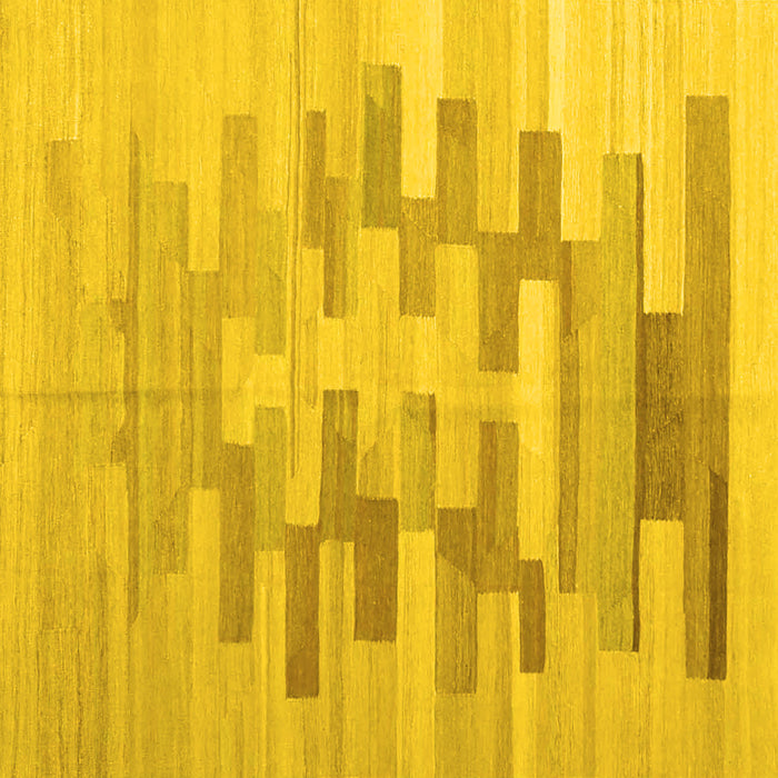 Square Machine Washable Abstract Yellow Contemporary Rug, wshcon1252yw