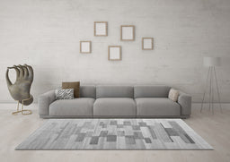 Machine Washable Abstract Gray Contemporary Rug in a Living Room,, wshcon1252gry