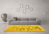 Machine Washable Abstract Yellow Contemporary Rug, wshcon1252yw