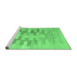 Sideview of Machine Washable Abstract Emerald Green Contemporary Area Rugs, wshcon1252emgrn