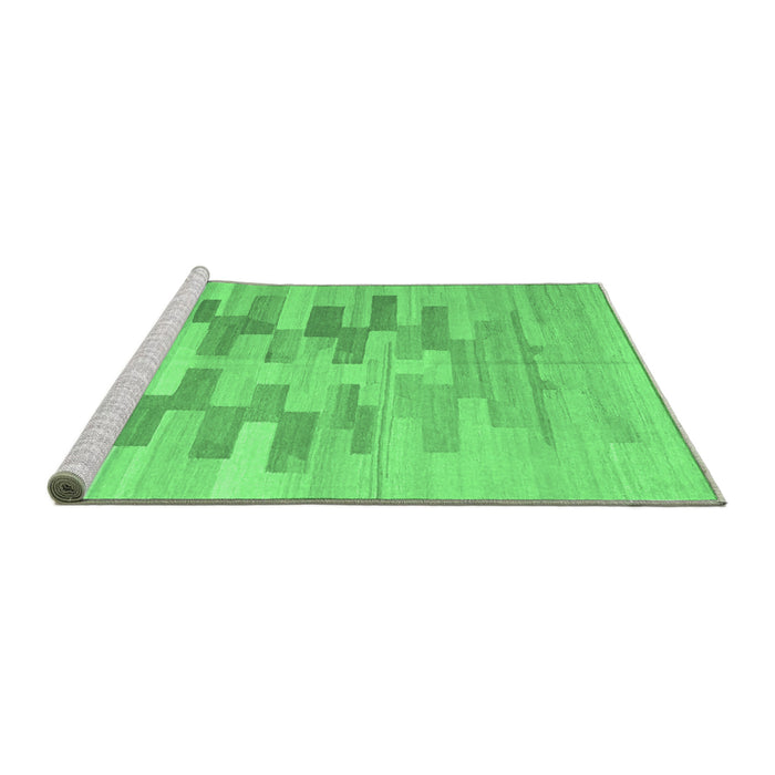 Sideview of Machine Washable Abstract Emerald Green Contemporary Area Rugs, wshcon1252emgrn