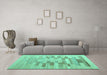 Machine Washable Abstract Turquoise Contemporary Area Rugs in a Living Room,, wshcon1252turq