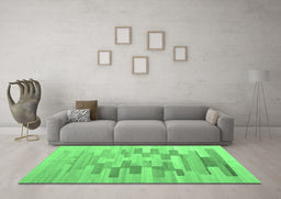 Machine Washable Abstract Emerald Green Contemporary Area Rugs in a Living Room,, wshcon1252emgrn