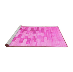 Sideview of Machine Washable Abstract Pink Contemporary Rug, wshcon1252pnk