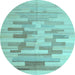 Round Abstract Light Blue Contemporary Rug, con1252lblu