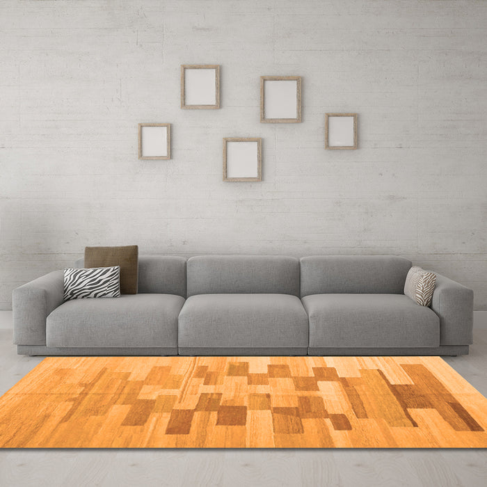 Machine Washable Abstract Orange Contemporary Area Rugs in a Living Room, wshcon1252org
