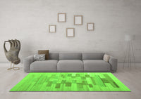 Machine Washable Abstract Green Contemporary Rug, wshcon1252grn